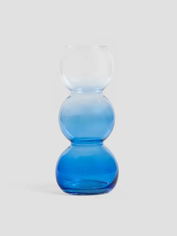 Wazon VAZIA szklany niebieski transparentny 8x25cm