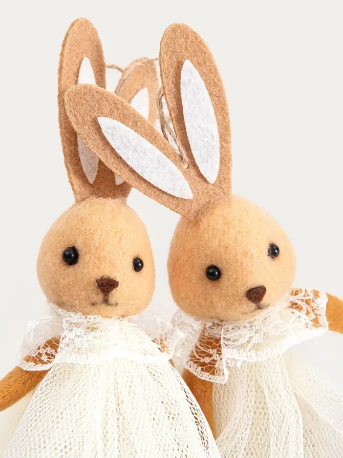 Zestaw zawieszek BALLERINA zajączki w sukienkach beżowe 2 szt.