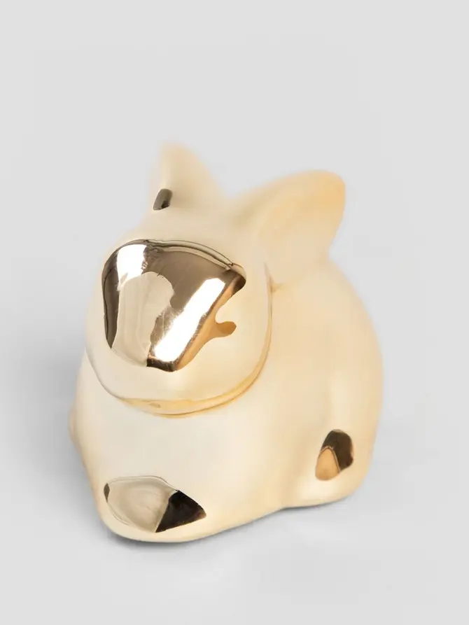Figurka DESO królik porcelanowy złoty 5,3x3,5x3,9 cm