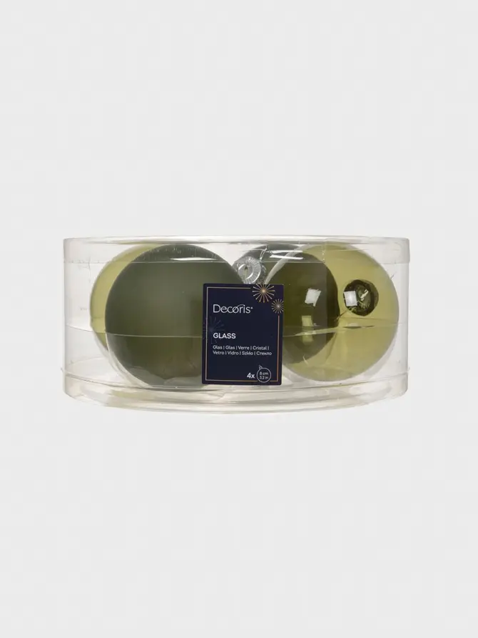 Zestaw bombek DECORIS szklane zielone, 4 szt. 8 cm