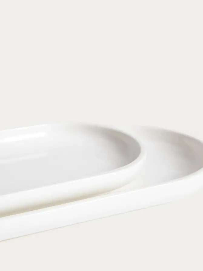 Zestaw półmisków BERGO białych 41x10,5 cm, 36x9 cm 2 szt.