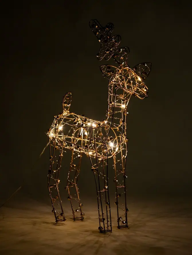 Dekoracja LED KAICE renifer złoty 38 cm, 15 LED