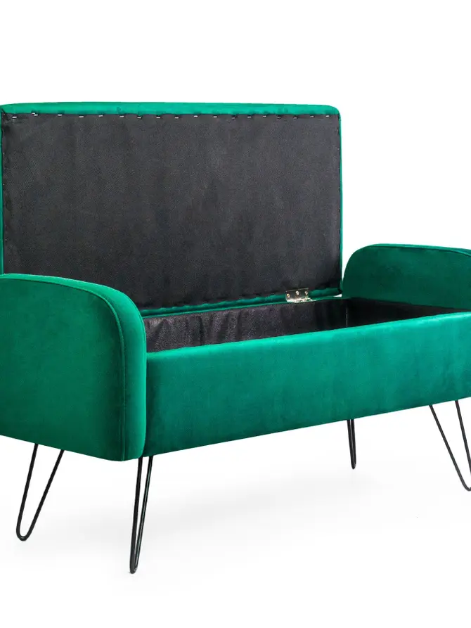 Ławka VENLO welurowa zielona 100x39x45cm