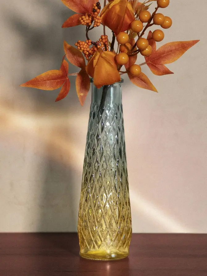 Wazon ARCHIE szklany ombre granatowo-żółty 6,5x22 cm