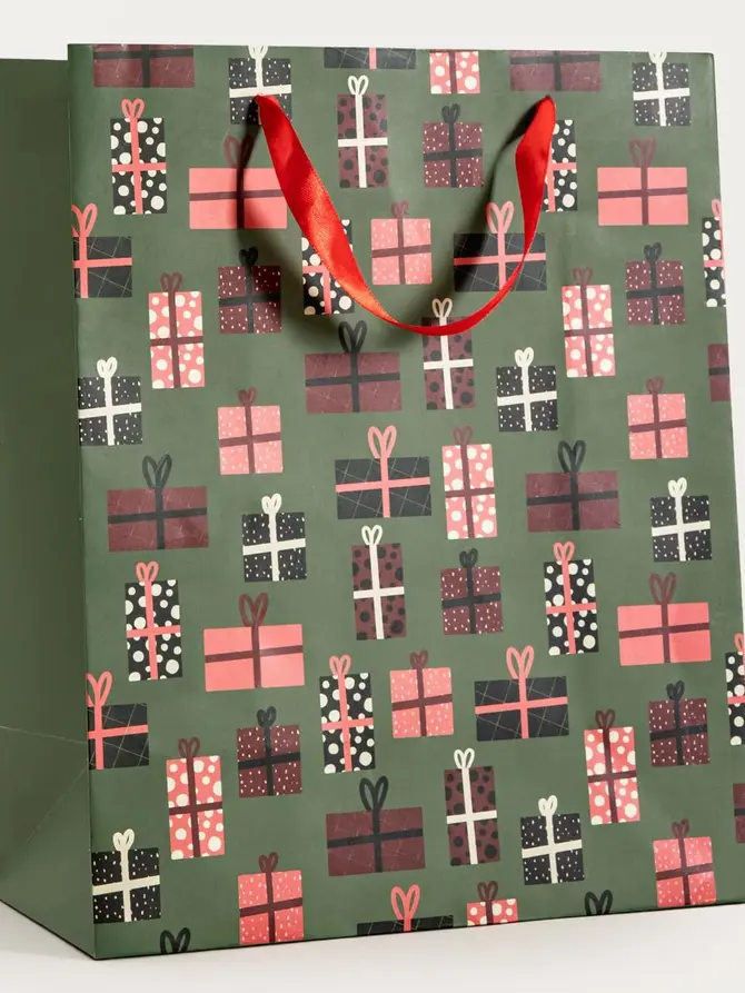 Torebka prezentowa CYMKA prezenty zielone 14x27x33 cm