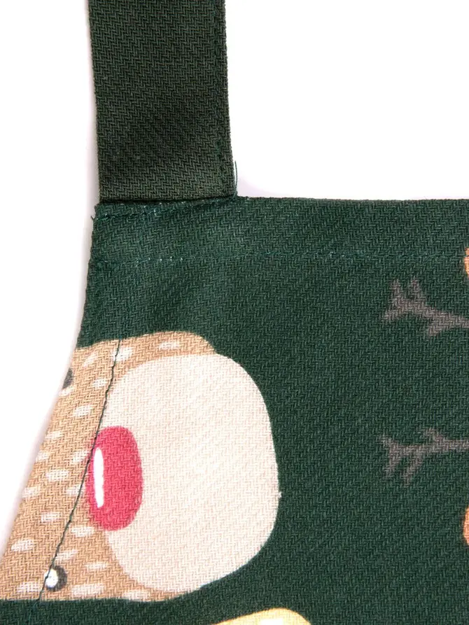 Fartuch kuchenny REINDEER zielony z nadrukiem w renifery 60x80 cm