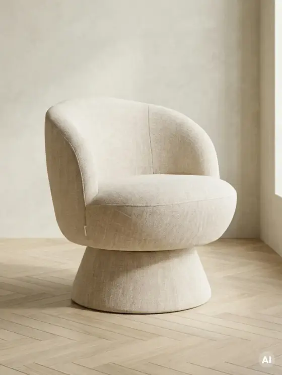Fotel ELVIANO obrotowy w tkaninie beżowy 66x80x71 cm