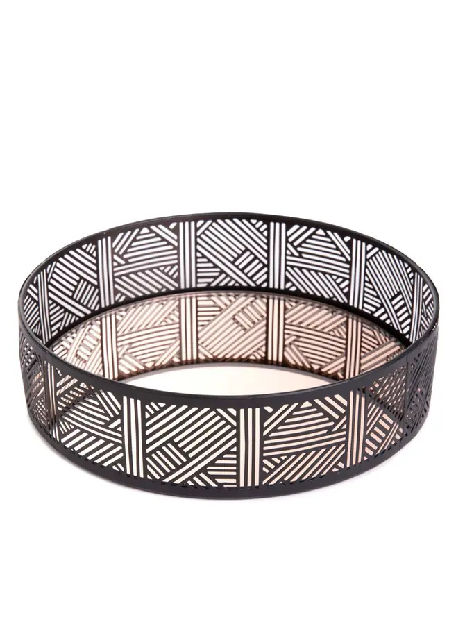 Taca ART DECO z lustrem czarna 20x5 cm