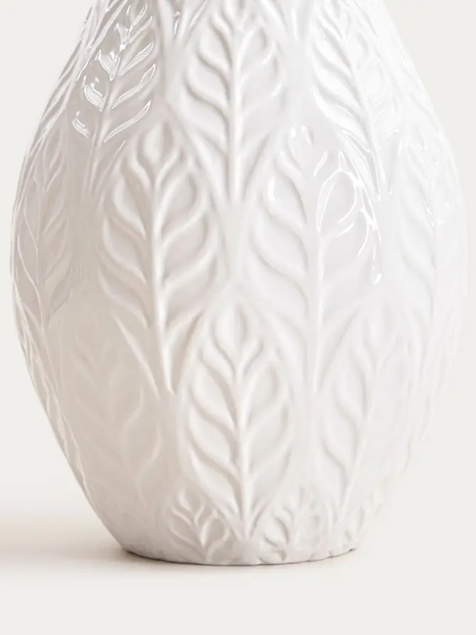 Wazon NATTO ceramiczny z tłoczeniami biały 15x24 cm