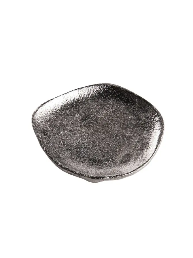 Taca dekoracyjna GIRONA metalowa srebrna 10x12x1,5 cm