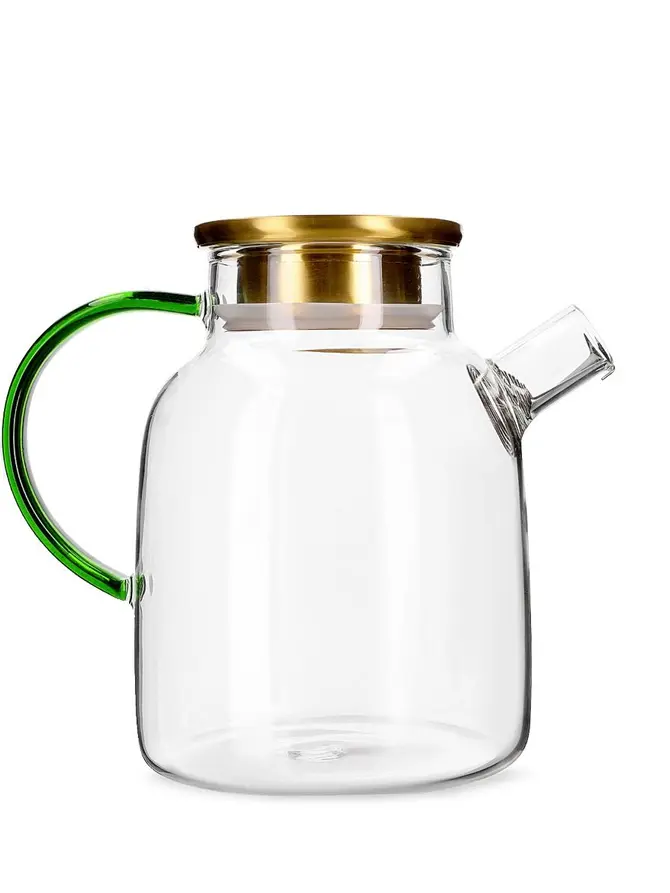 Dzbanek KUBBE ze złotym wieczkiem i zieloną rączką 1,8 l