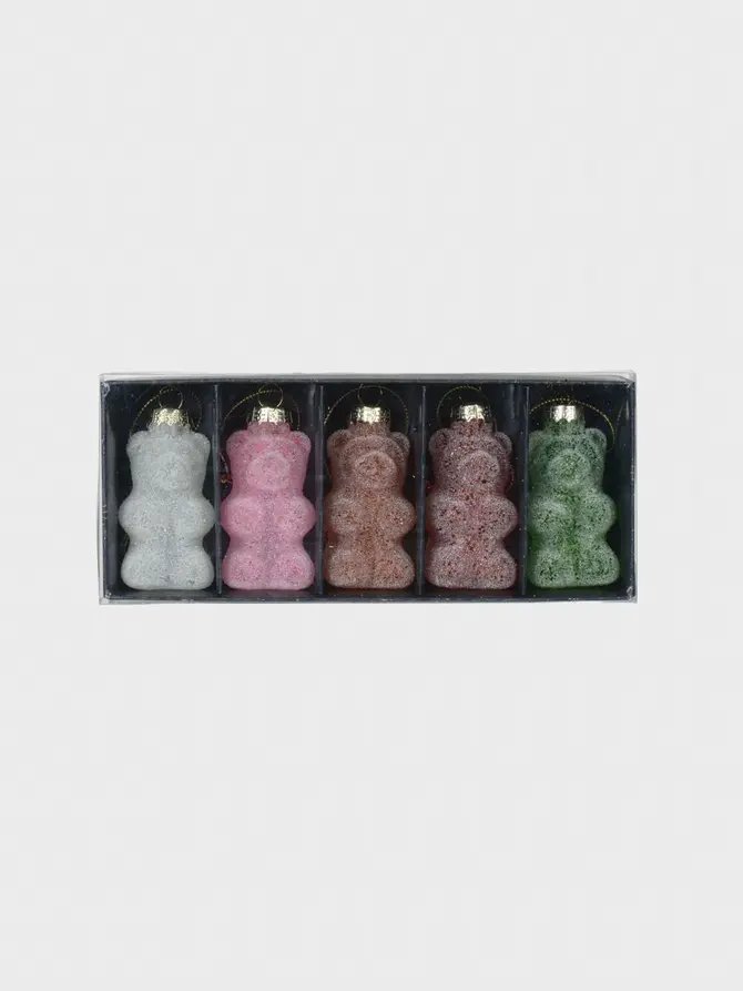 Zestaw bombek BEAR szklane w kształcie niedźwiedzi, 5 szt. 4x8 cm
