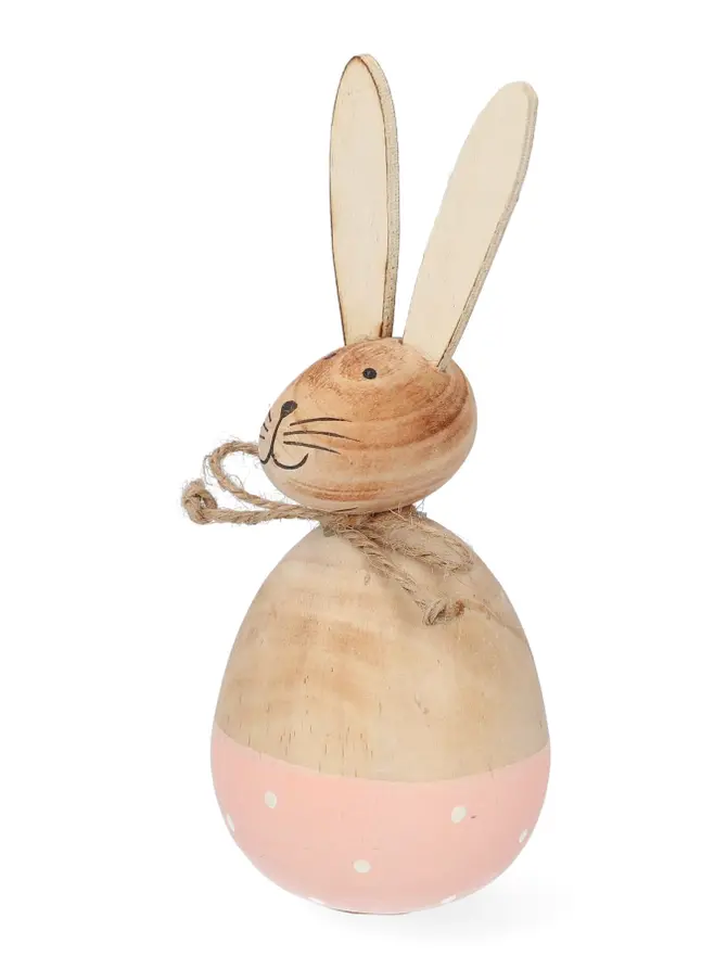 Królik OLI drewniany różowy 18 cm