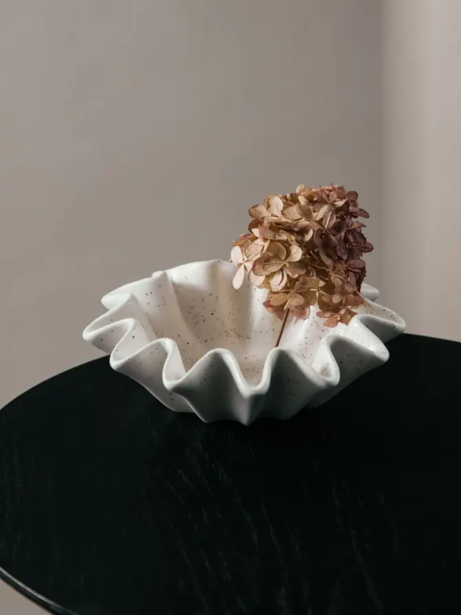 Misa dekoracyjna EVANIA ceramiczna biała 19x19x6 cm