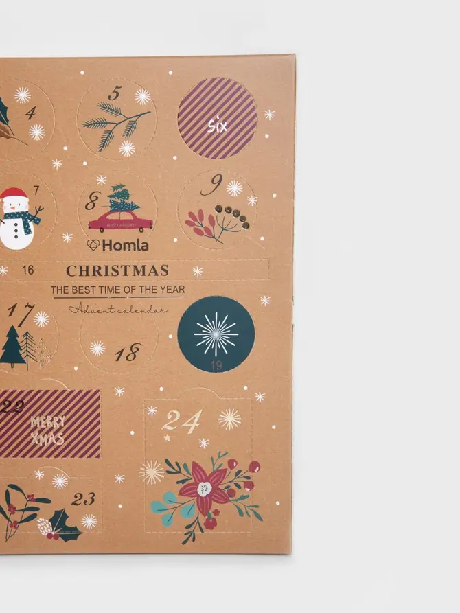 Kalendarz adwentowy SANTA'S SELECTIONS świąteczny ecru 24 SZT
