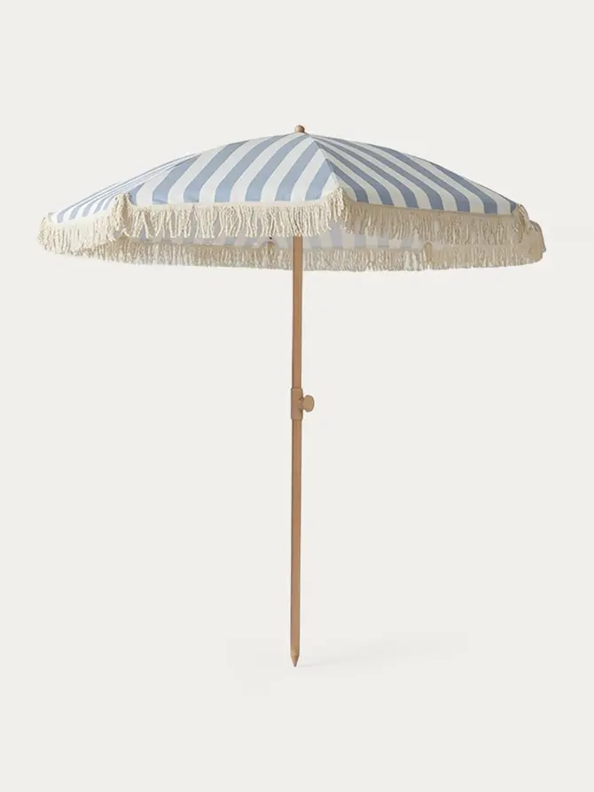 Parasol SUNNY ogrodowy/plażowy niebiesko-beżowy z ochroną UV 180x214 cm