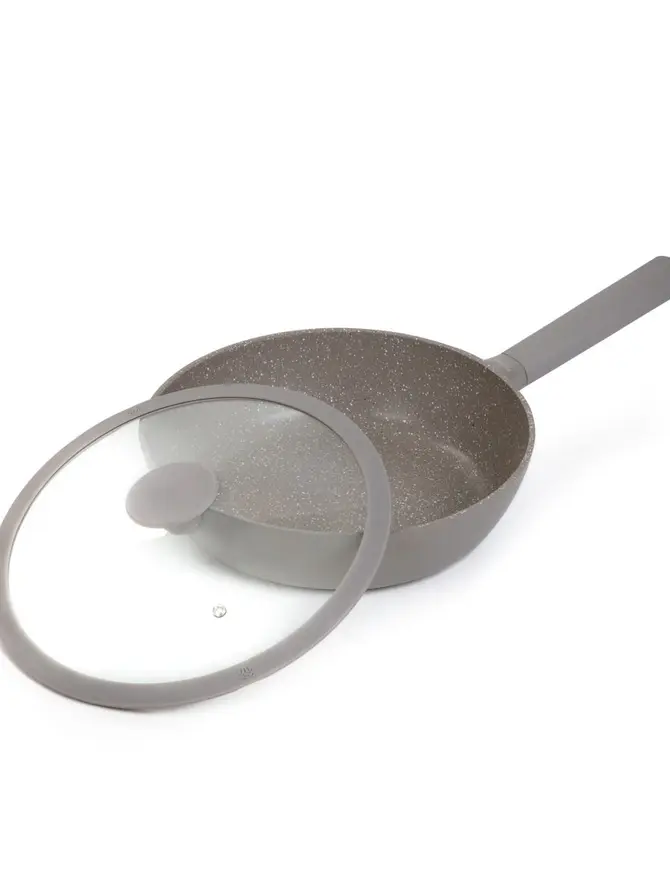 Patelnia TRISTAN głęboka z pokrywką szara 28 cm