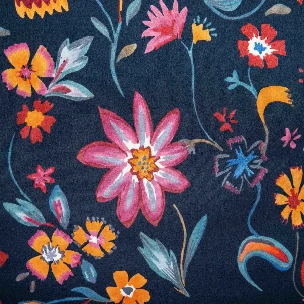 Pościel VABEL z mikrofibry granatowa w liście i kwiaty 140x200 + 1*70x80 cm