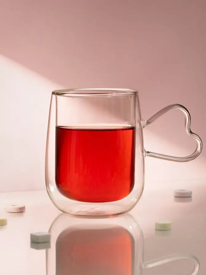 Szklanka ZEMRA szklanka z podwójną ścianką i uchem serce 0,45 l