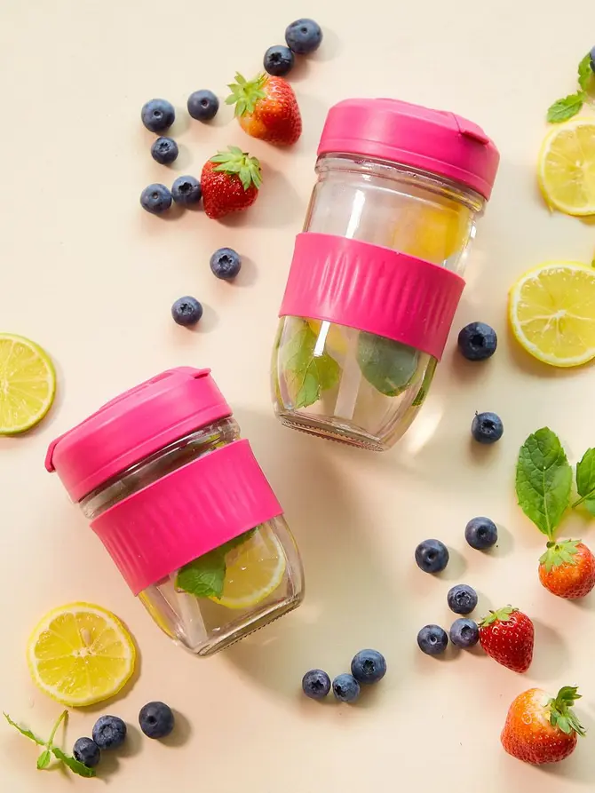 Kubek IDEUS SUMMER szklany różowy 0,5 l