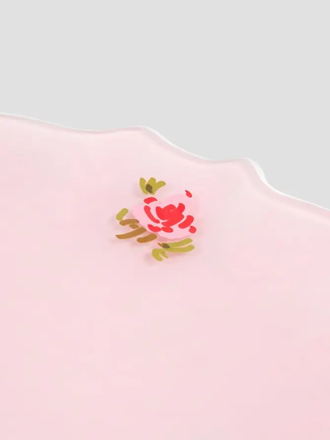 Talerz PINK MILKY deserowy z białym rantem 20 cm