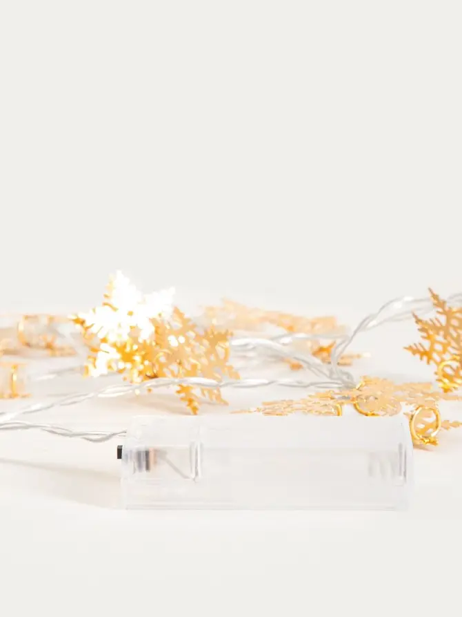 Lampki SNOFLOCK złote śnieżynki 10 LED