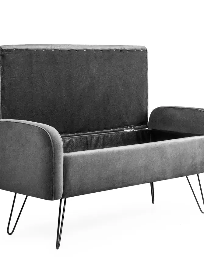 Ławka VENLO welurowa szara 100x39x45cm