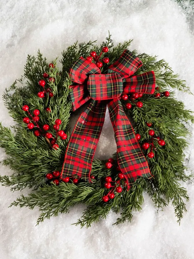 Wieniec TARTAN z kokardą 55 cm