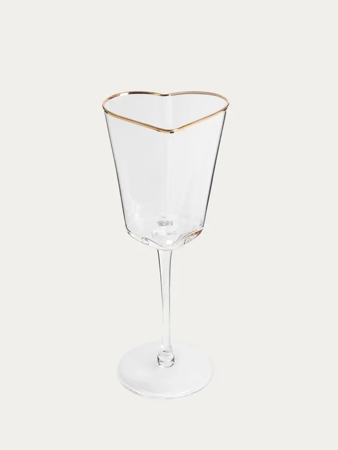 Kieliszek AMAR na wino w kształcie serca ze złotym rantem 0,3 l