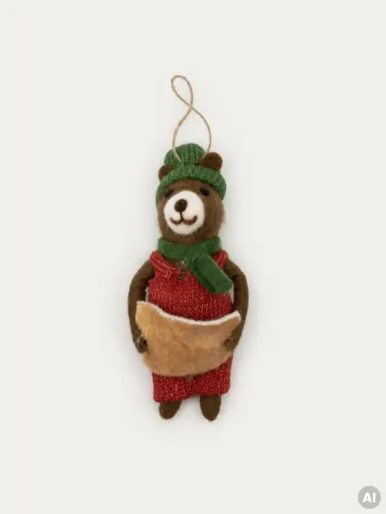 Zawieszka PETTIES filcowa miś z książką 5x4x13,5 cm