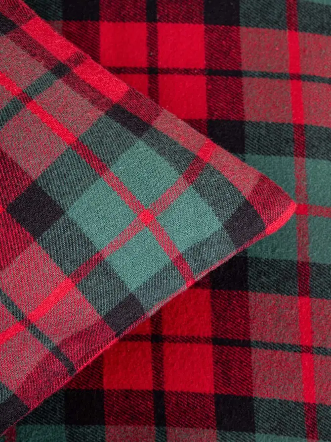 Pościel TARTAN flanelowa z barwionych nici w kratę 220x200 + 2*50x60 cm
