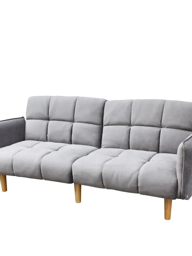Sofa SONUS 3-osobowa, z funkcją spania, welurowa szara 195x91x83 cm