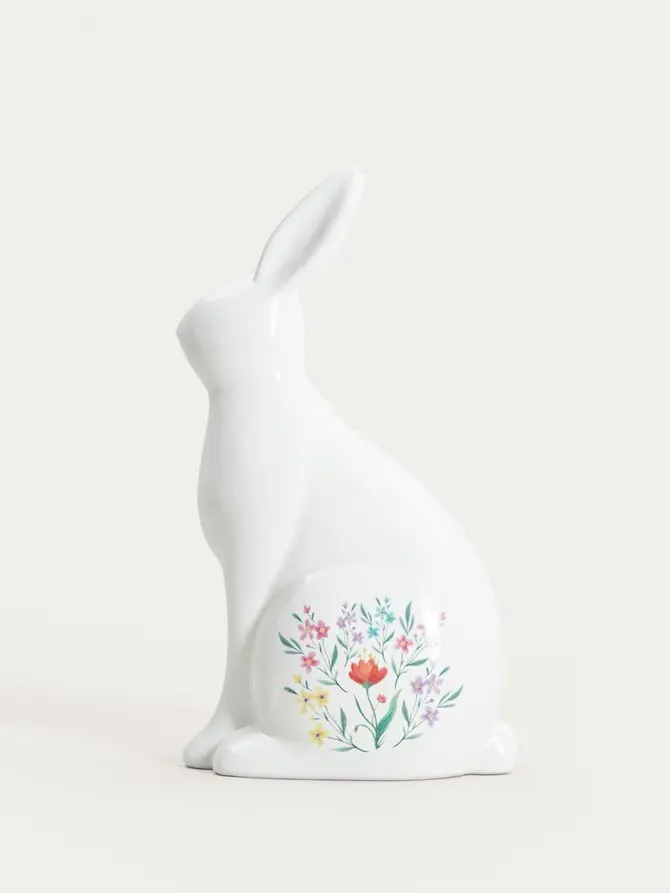 Figurka FLORAL DREAM zając w kwiaty 18x10x33 cm