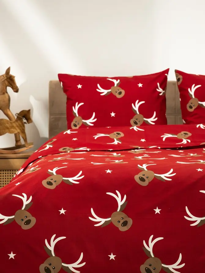 Pościel C REINDEER z mikrofibry w renifery 160x200 + 2*50x60 cm