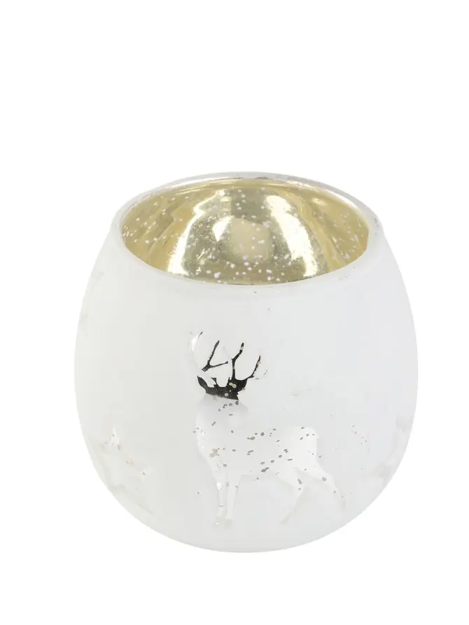 Lampion LUME z reniferem biały 10x10 cm