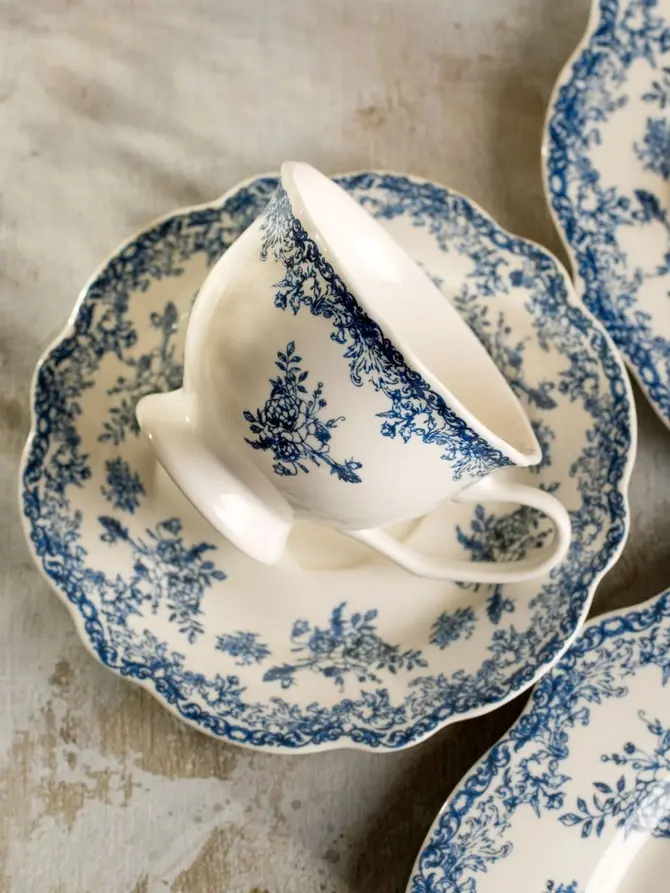 Filiżanka ze spodkiem LOURRY porcelanowa granatowa 0,2 l