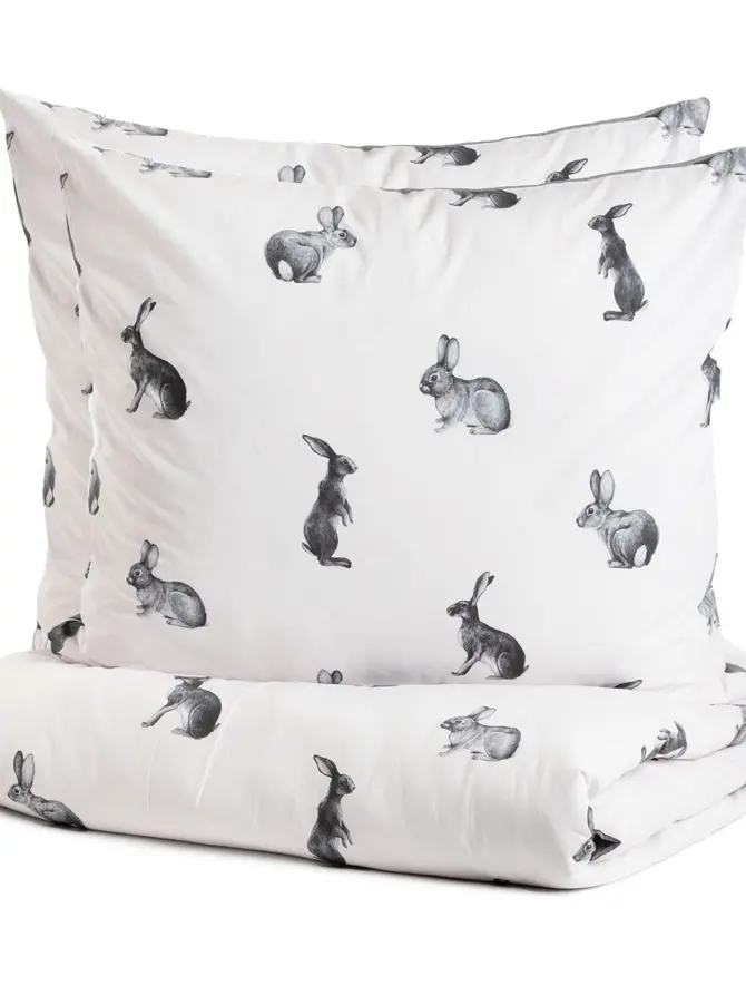 POŚCIEL B2 RABBITS ESSENTIALS bawełniana w króliki 160x200 cm + 2*70x80cm