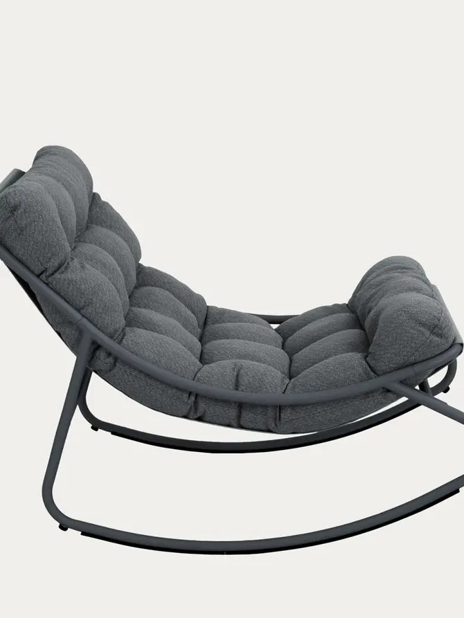 Fotel bujany TIVOLI szary z szarymi poduszkami 65x102x75,5 cm