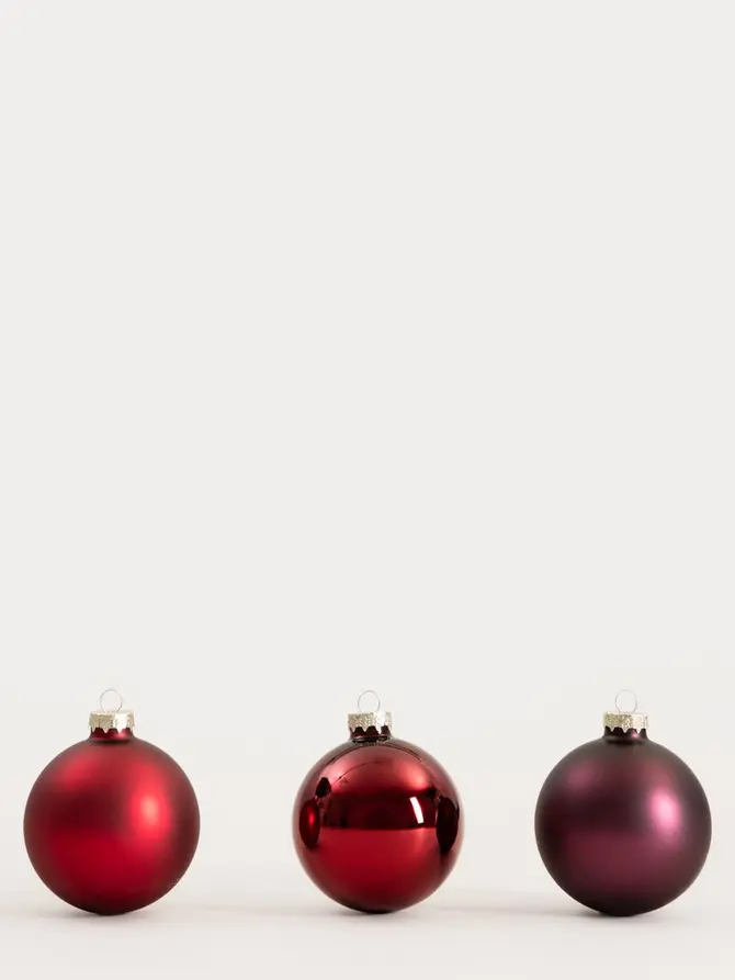 Zestaw bombek BURGUNDY CHARM szklane czerwone 8 cm 6 szt.