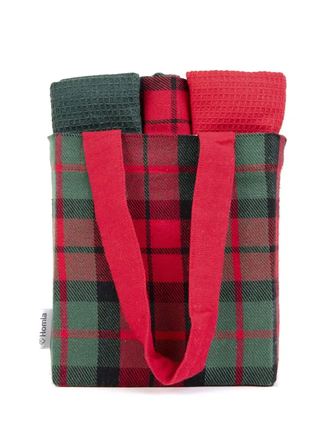 Zestaw ścierek kuchennych TARTAN w kratę 3*45x65 cm