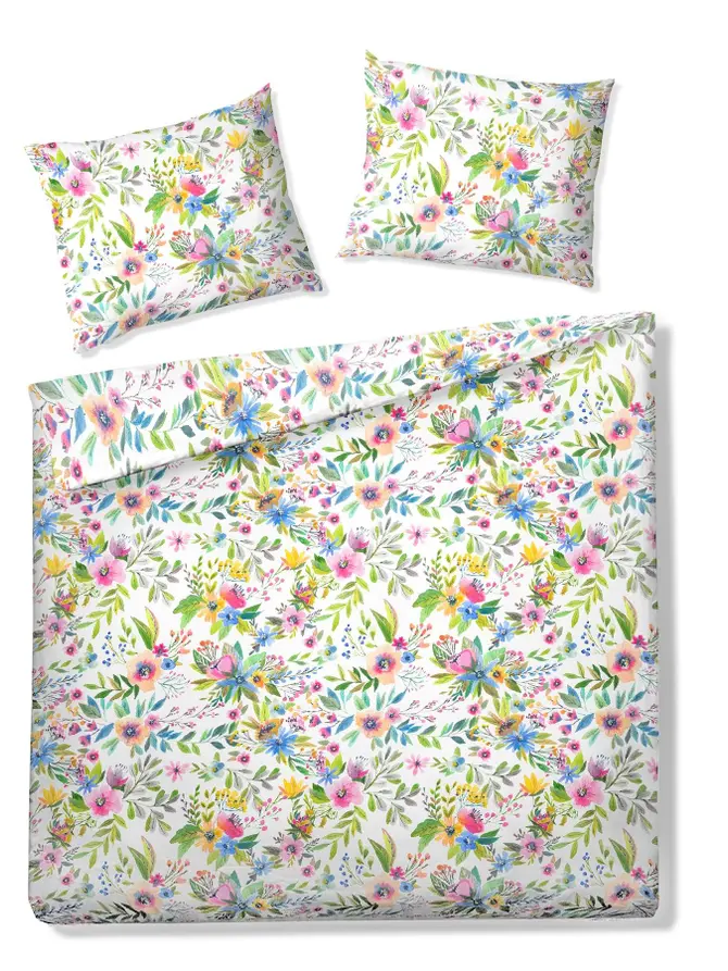 Pościel FLORAL z mikrofibry w kolorowe kwiatki 160x200 + 2*70x80 cm