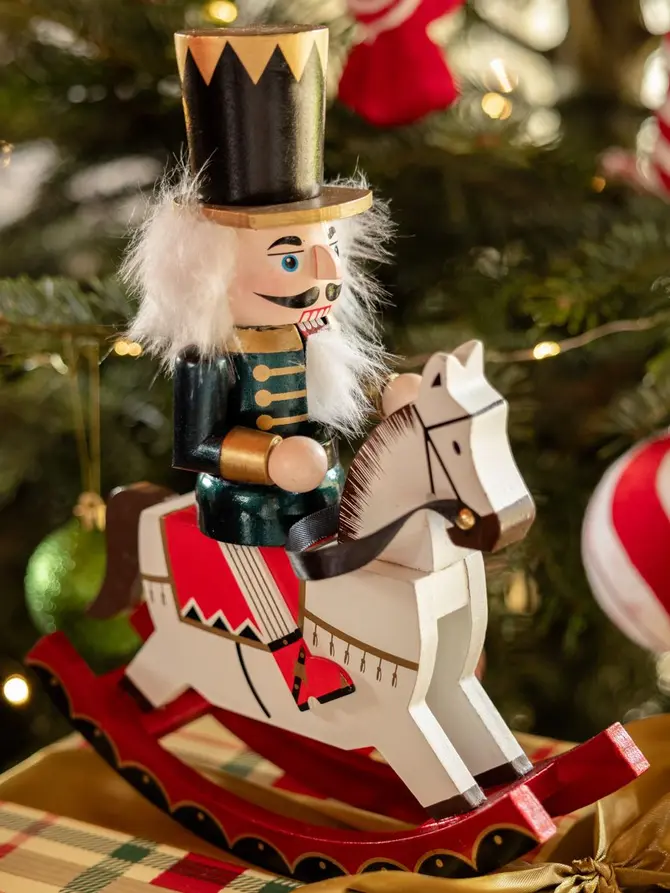 Figurka NUTCRACKER dziadek do orzechów na biegunach ciemno-zielony 28 cm