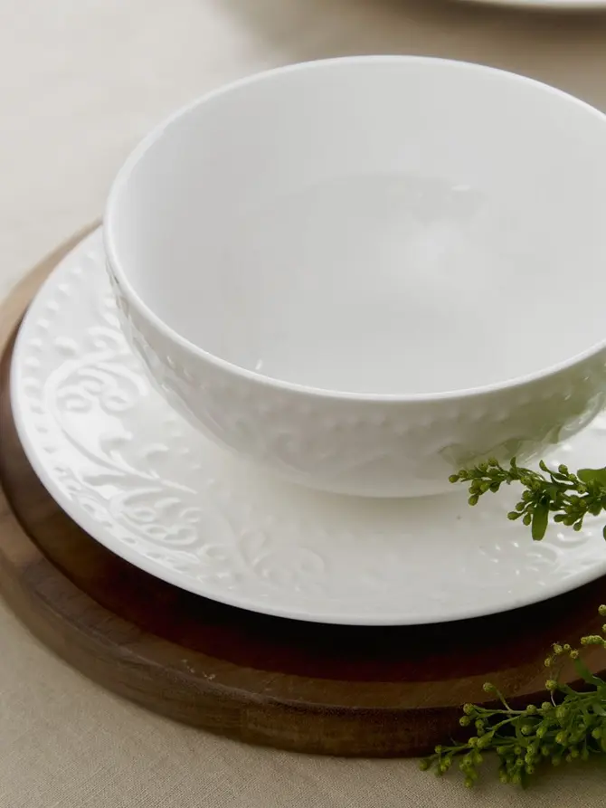 Miska SYLIA biała z ornamentem 15 cm