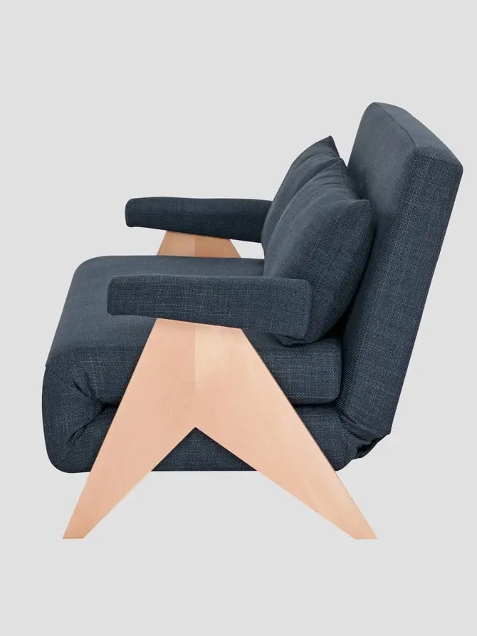 Sofa CALORE 2-osobowa, z funkcją spania granatowa 157x90x82 cm