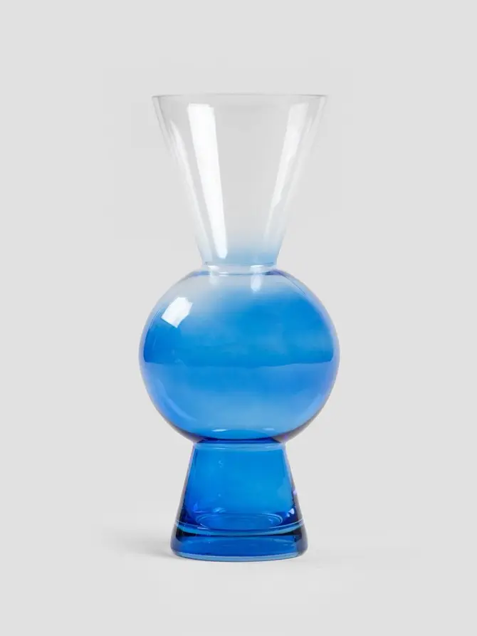 Wazon VASEO szklany niebieski transparentny 7x25cm