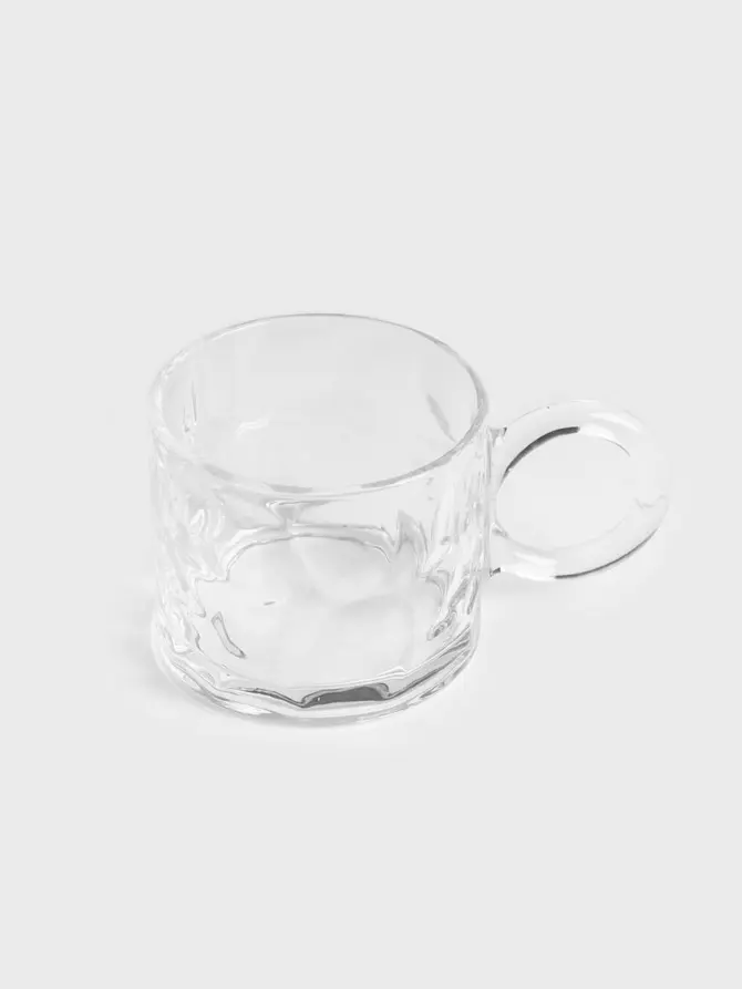 Filiżanka GLASSIC szklana młotkowana z okrągłym uchem 0,3 l