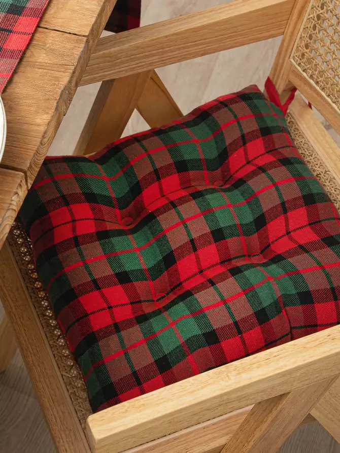 Poduszka na krzesło TARTAN w kratę 38x38 cm