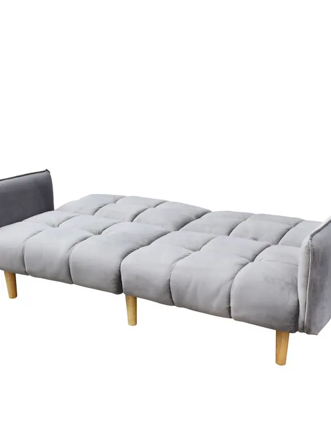 Sofa SONUS 3-osobowa, z funkcją spania, welurowa szara 195x91x83 cm