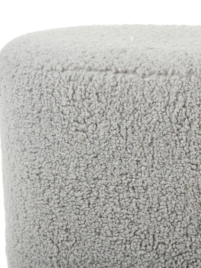 Ławka ELSA szara w tkaninie TEDDY BOUCLÉ 120x40x44 cm