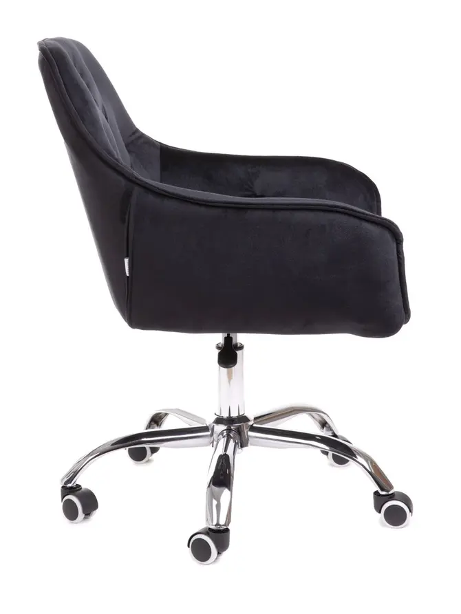 Fotel FLOSSI welurowy obrotowy czarny 57x61x80-90 cm